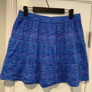 Tehama Size L Blue Heather Tiered Mini Activewear Unlined Stretch Pull On Skirt
